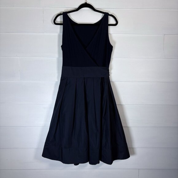 Lauren Ralph Lauren Yoko Dress Womens SZ 14 Fit Flare Midi Sleeveless Navy Blue‎ - Picture 7 of 16
